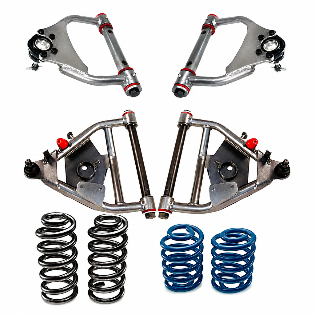 1963-1972 C10 with Coil Spring Rear & Drum Brakes 5 inch Front / 5 inch Rear Complete Lowering Kit with Upper Control Arms (Shocks Included) — DJM Suspension DJM2355-5/5+