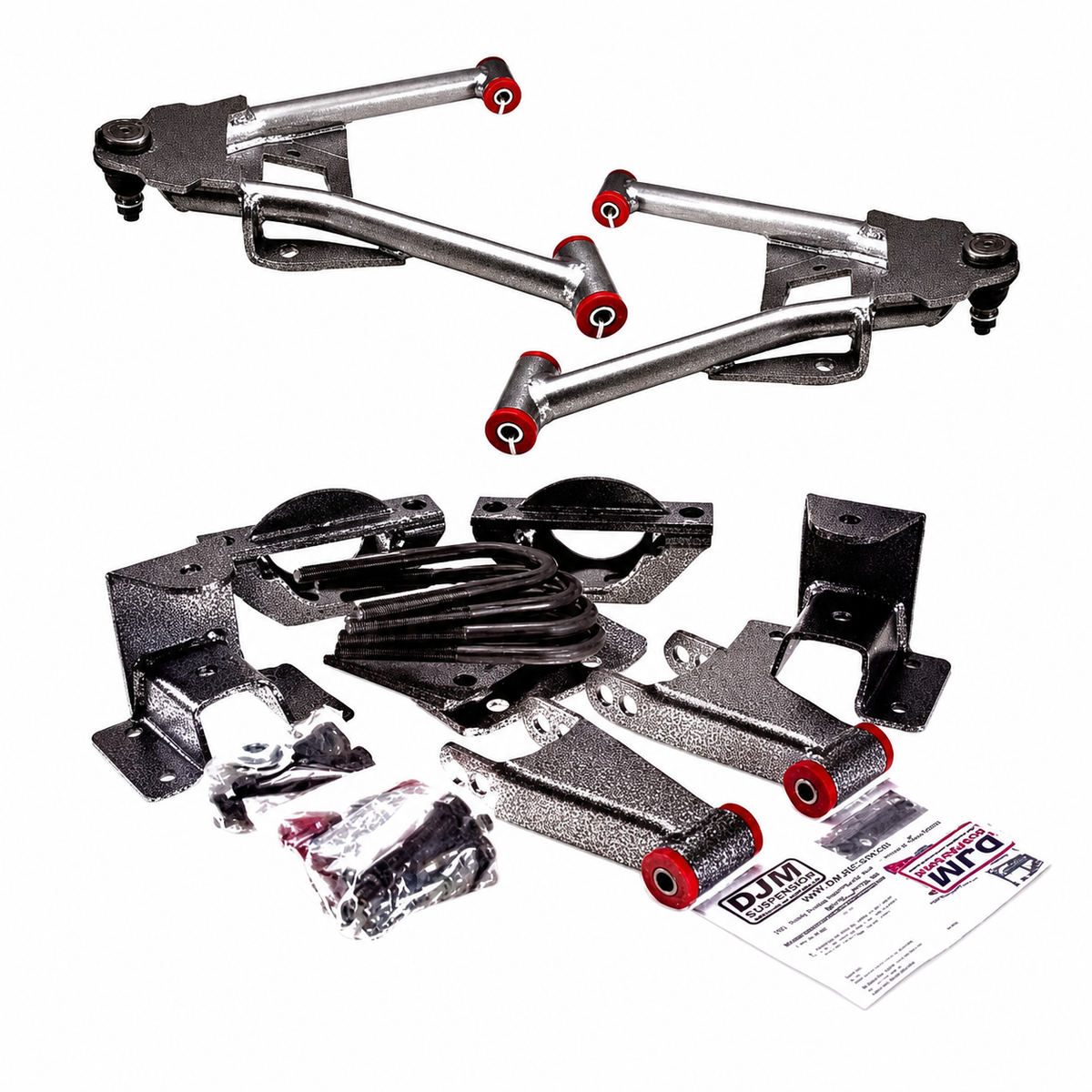 2007-2015 Chevy Silverado 2 inch Front / 4 inch Rear Complete Lowering Kit (Cast Iron Knuckle) (Shocks Included) — DJM Suspension DJM2507-2/4