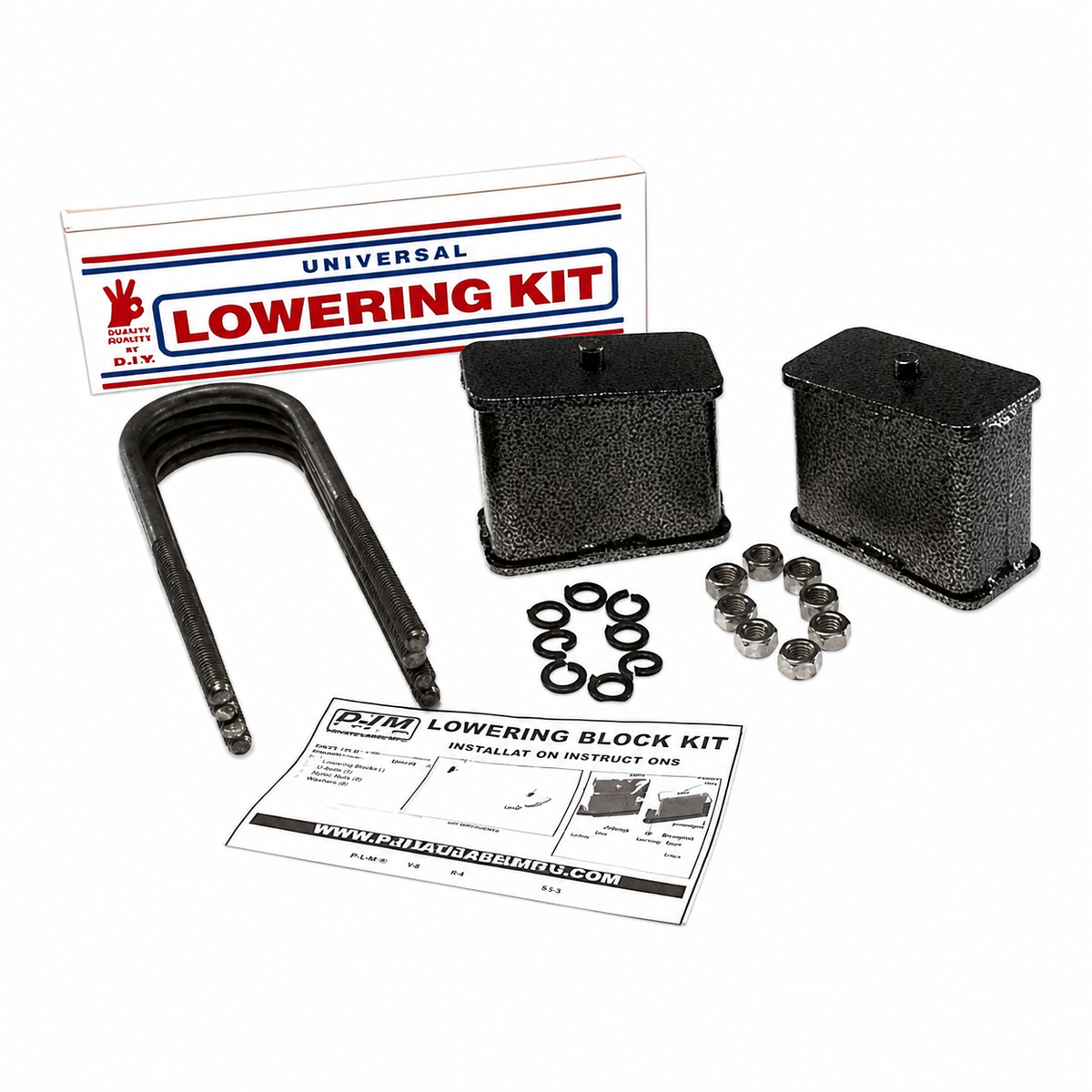 1997-2004 Dodge Dakota 4 inch Rear Steel Lowering Block Kit — DJM Suspension SB2397-4