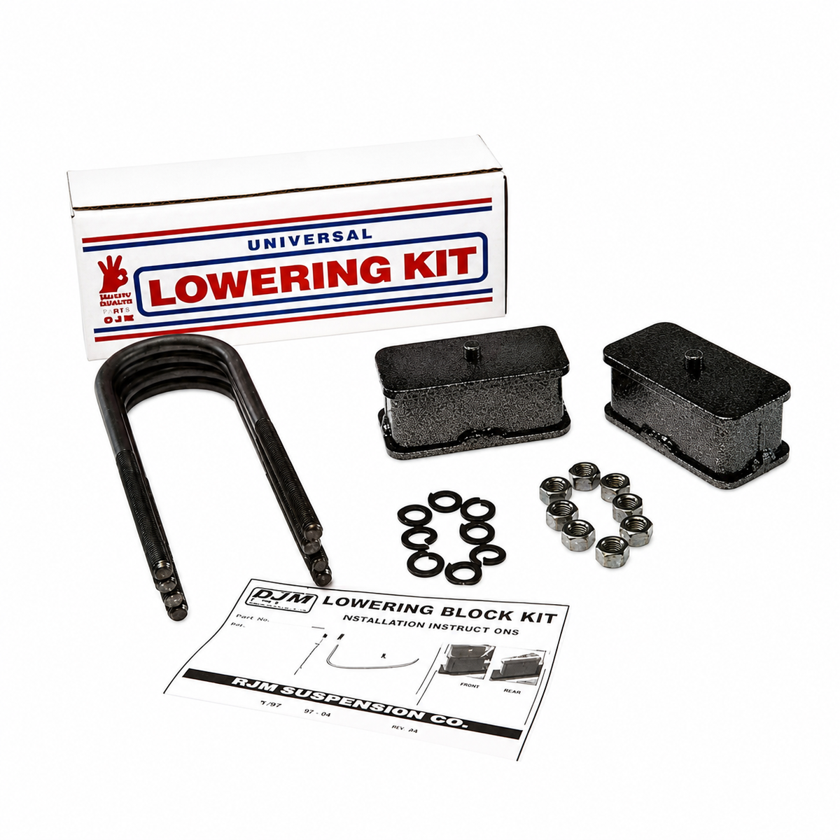 1997-2004 Dodge Dakota 2 inch Rear Steel Lowering Block Kit — DJM Suspension sb2397-2