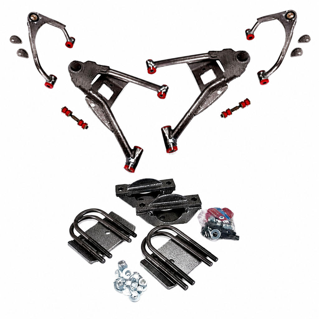 2015-2018 Silverado/Sierra Complete 4 inch Front / 7 inch Rear Lowering Kit (Shocks Included) — DJM Suspension DJM2515-4/7