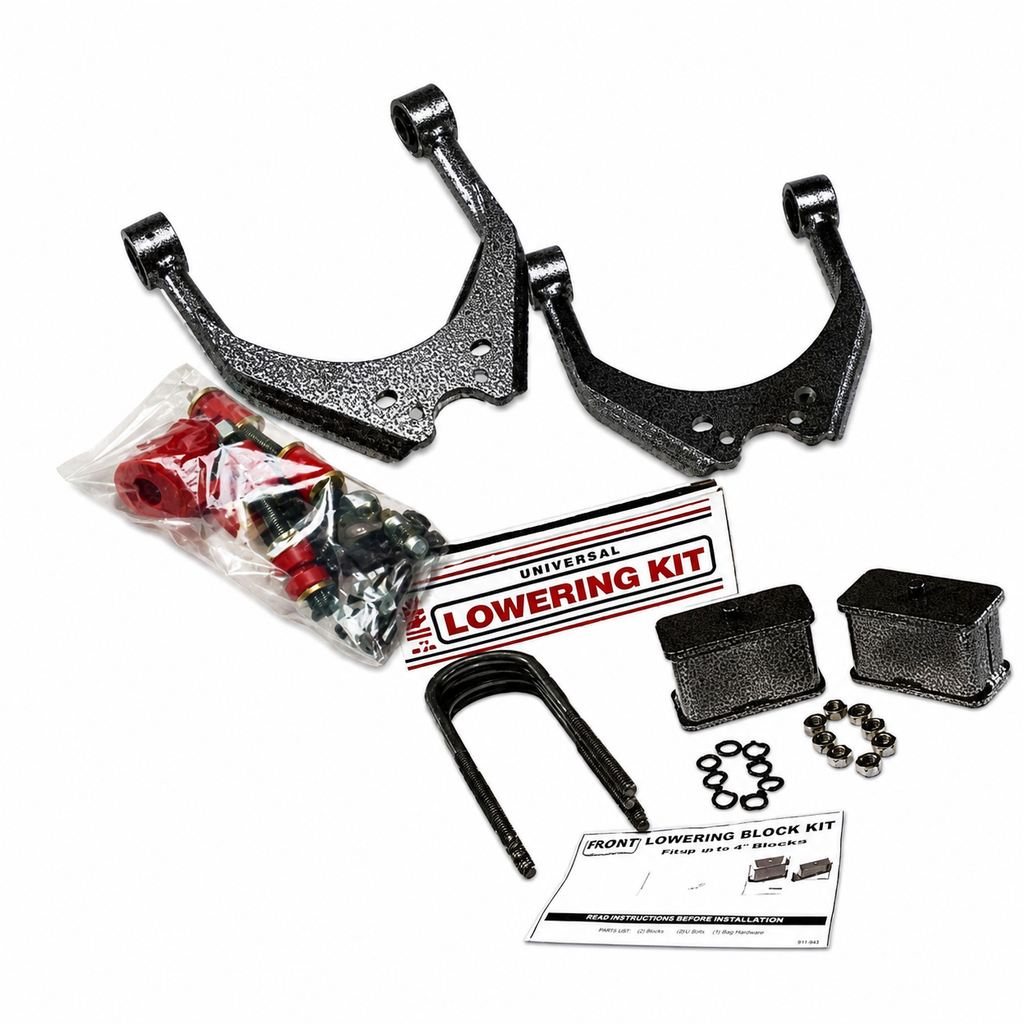 1995 – 2004 Toyota Tacoma Complete 3 inch Front/ 4 inch Rear Lowering kit with Steel Blocks — DJM Suspension DJM2896-3/4