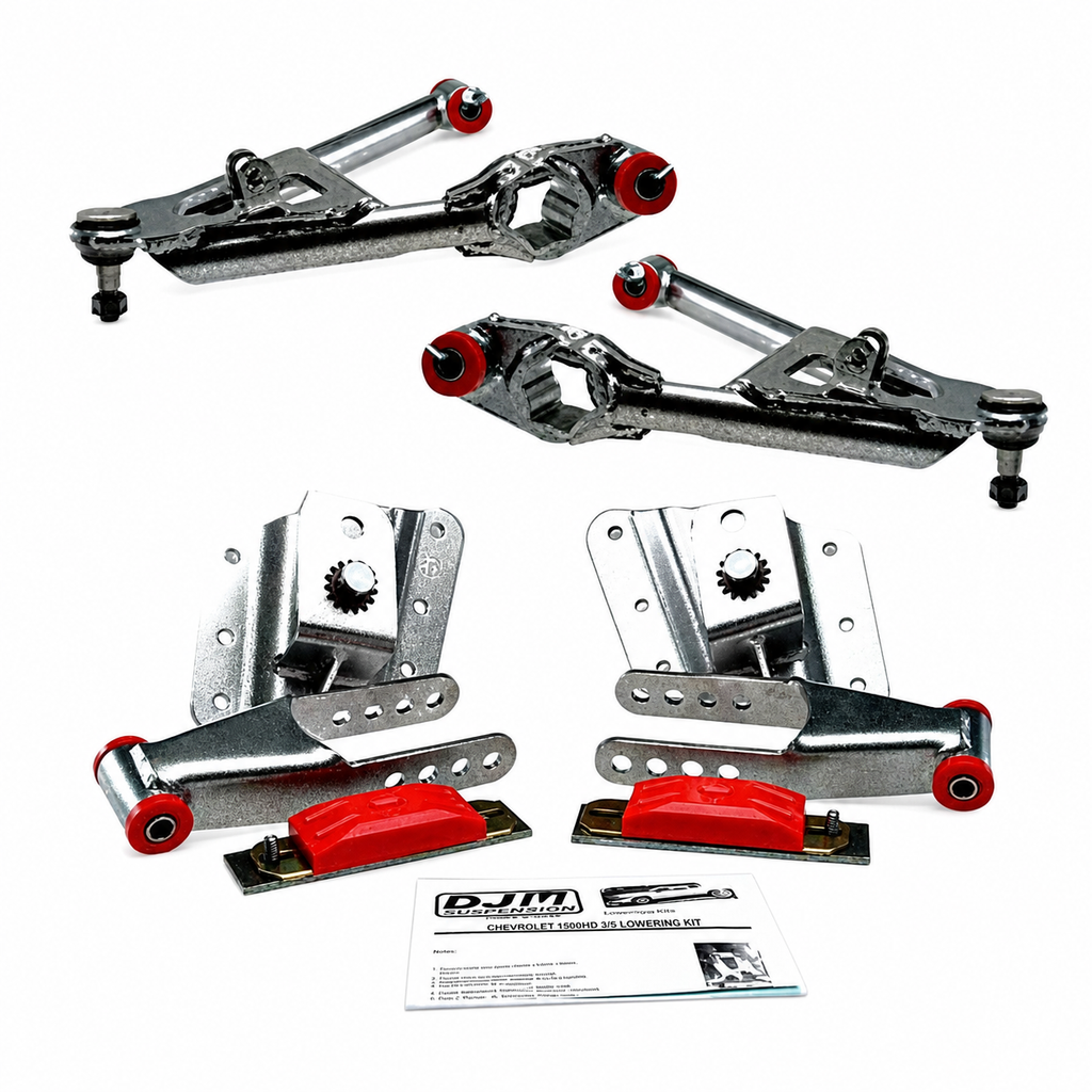 2001 – 2010 Chevy 1500 HD 3 Inch Front / 5 Inch Rear Complete Lowering Kit (Shocks Included) — DJM Suspension DJMEH2602-3/5