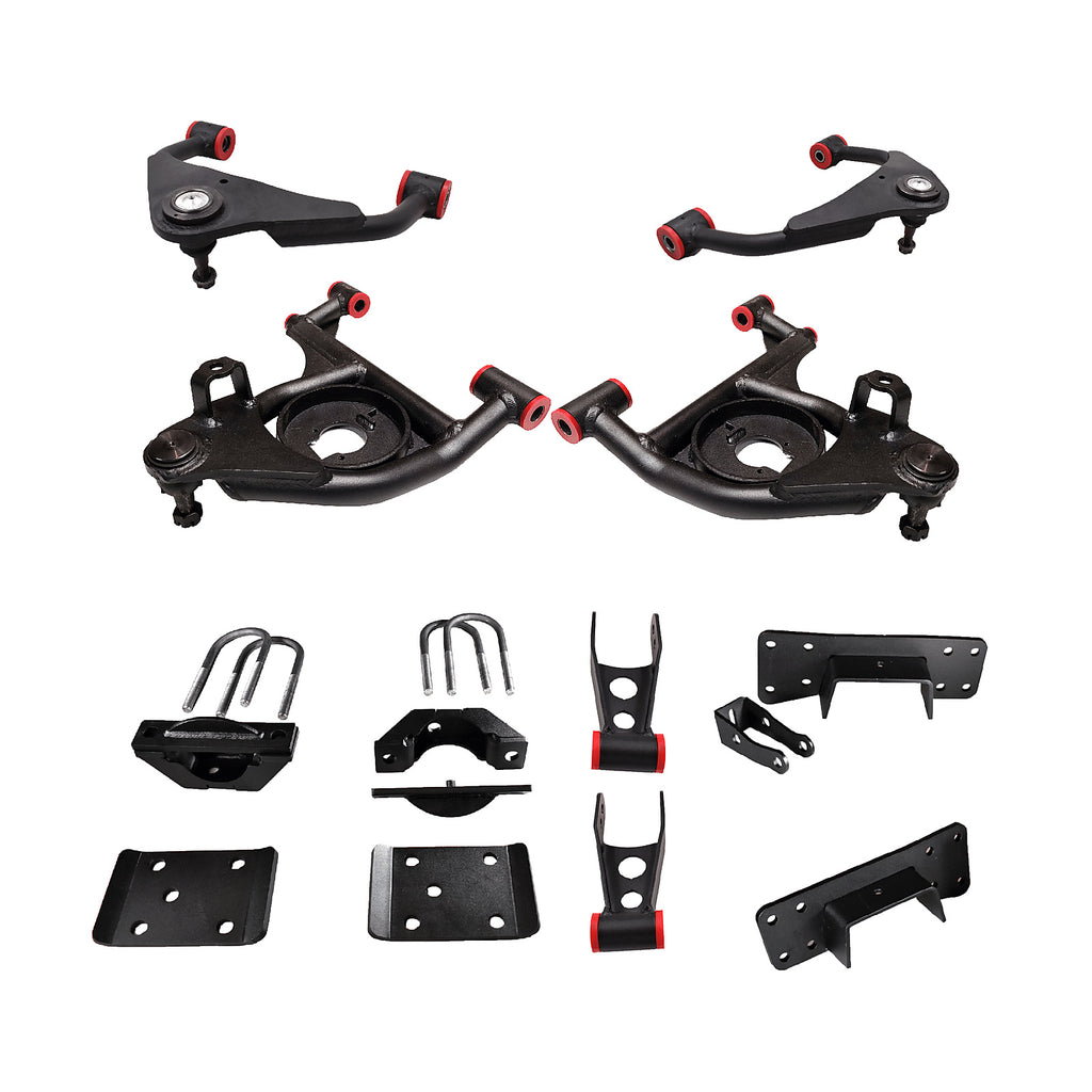 1999 – 2006 Chevy Silverado/Sierra – 5 Inch Front 7 Inch Rear Complete Lowering Kit With Upper Control Arms (Shocks Included) — DJM Suspension djm2599-5/7