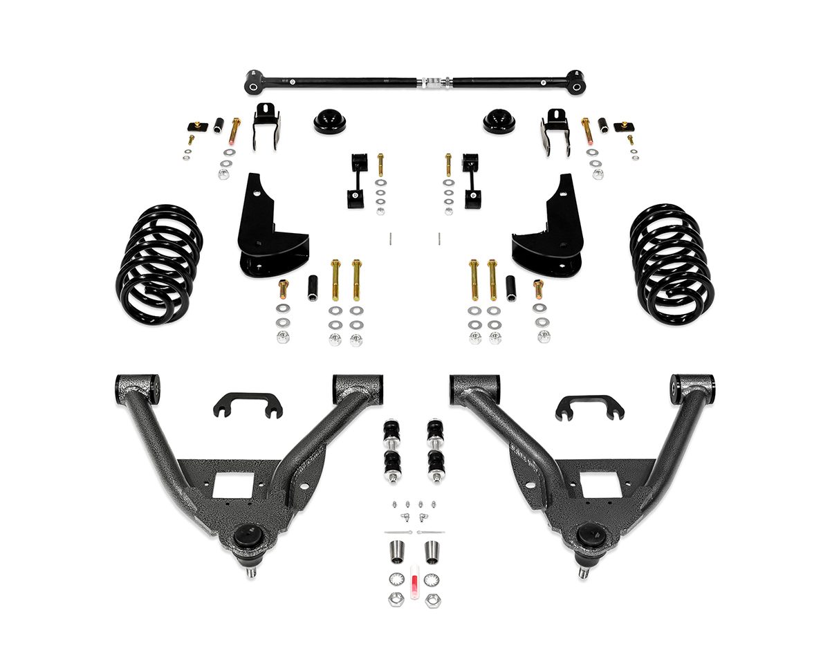2014-2018 GM 1500 SUV 3/5 Lowering Kit With Track Bar (Aluminum/Stamped Steel) by IHC Suspension